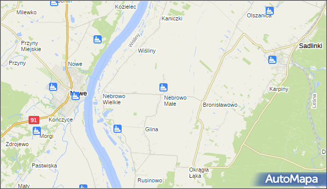mapa Nebrowo Małe, Nebrowo Małe na mapie Targeo