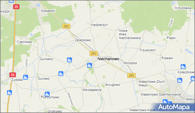 mapa Niechanowo, Niechanowo na mapie Targeo