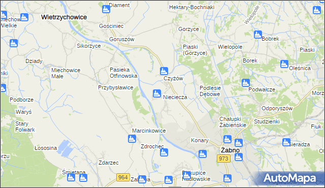 mapa Nieciecza, Nieciecza na mapie Targeo