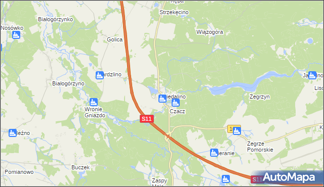 mapa Niedalino, Niedalino na mapie Targeo
