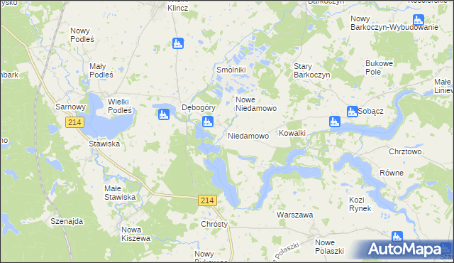 mapa Niedamowo, Niedamowo na mapie Targeo