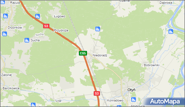 mapa Niedoradz, Niedoradz na mapie Targeo