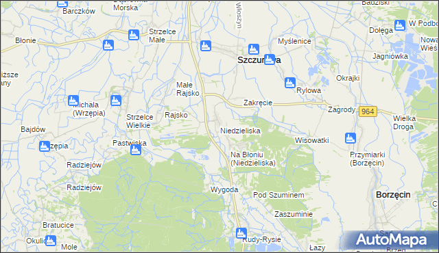 mapa Niedzieliska gmina Szczurowa, Niedzieliska gmina Szczurowa na mapie Targeo