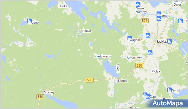 mapa Niedźwiady gmina Łukta, Niedźwiady gmina Łukta na mapie Targeo