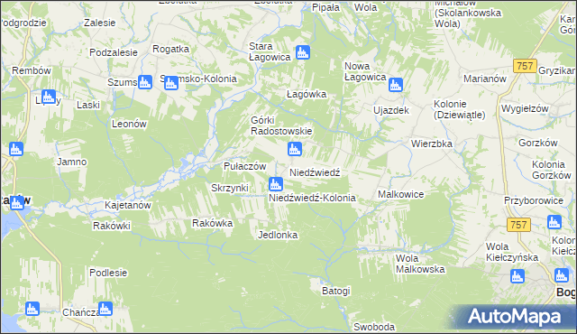 mapa Niedźwiedź gmina Bogoria, Niedźwiedź gmina Bogoria na mapie Targeo
