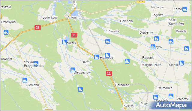mapa Niedźwiedź gmina Ostrzeszów, Niedźwiedź gmina Ostrzeszów na mapie Targeo