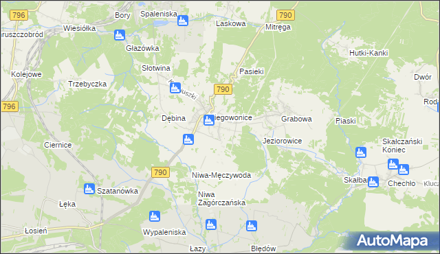 mapa Niegowoniczki, Niegowoniczki na mapie Targeo