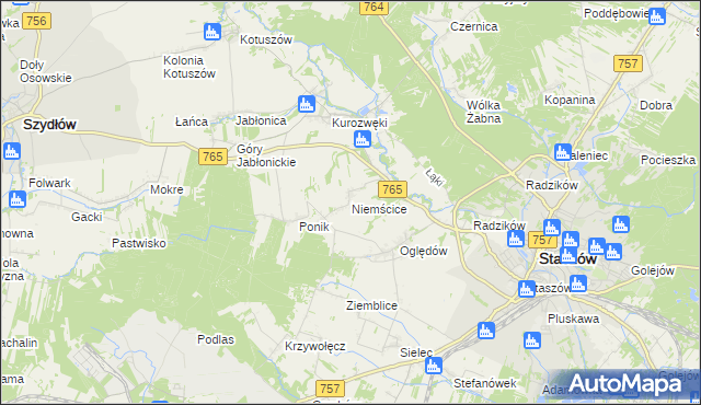 mapa Niemścice, Niemścice na mapie Targeo
