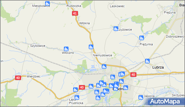 mapa Niemysłowice, Niemysłowice na mapie Targeo