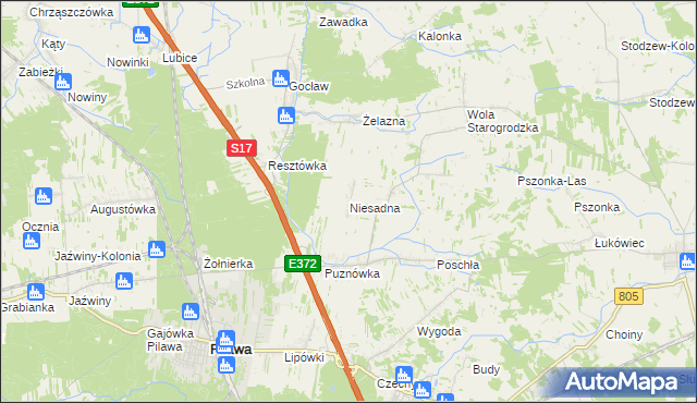 mapa Niesadna, Niesadna na mapie Targeo