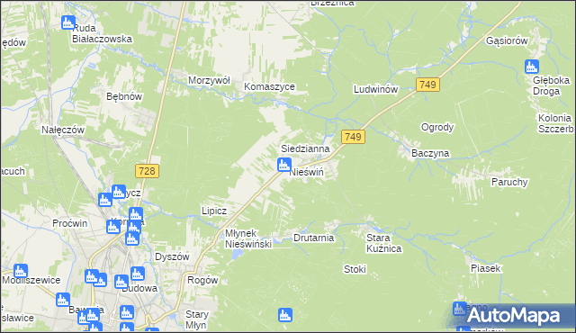 mapa Nieświń, Nieświń na mapie Targeo