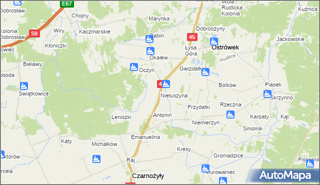 mapa Nietuszyna, Nietuszyna na mapie Targeo
