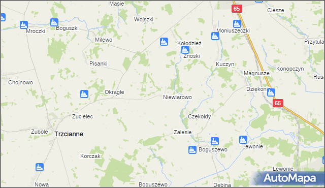 mapa Niewiarowo, Niewiarowo na mapie Targeo