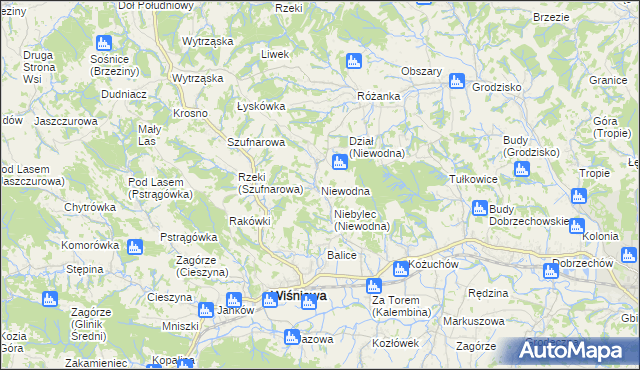 mapa Niewodna, Niewodna na mapie Targeo