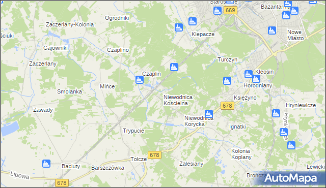 mapa Niewodnica Kościelna, Niewodnica Kościelna na mapie Targeo