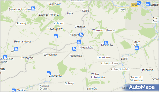 mapa Niezabitów, Niezabitów na mapie Targeo