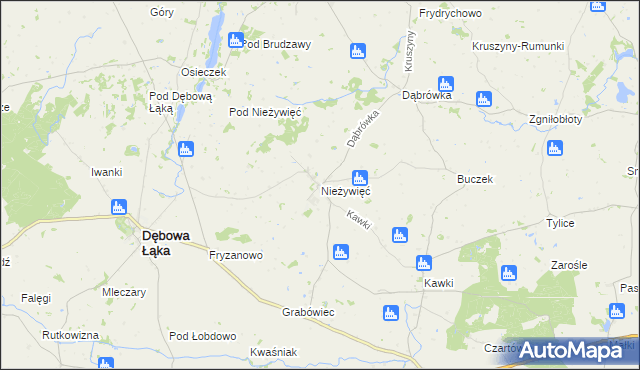 mapa Nieżywięć gmina Bobrowo, Nieżywięć gmina Bobrowo na mapie Targeo