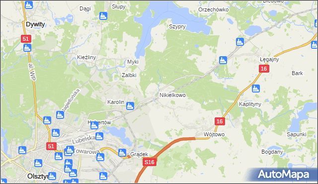 mapa Nikielkowo, Nikielkowo na mapie Targeo