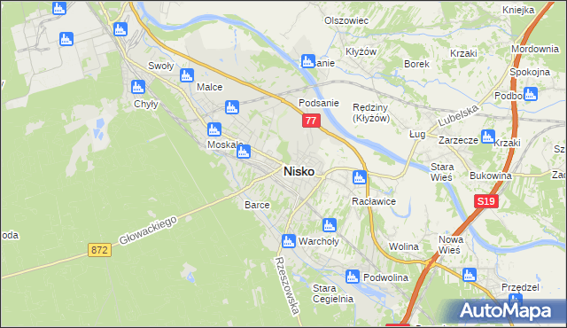 mapa Nisko, Nisko na mapie Targeo