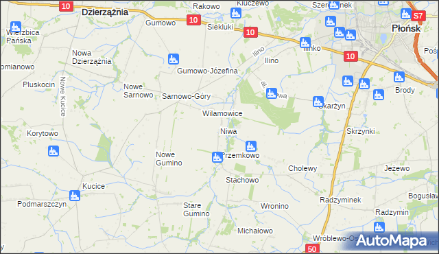 mapa Niwa gmina Dzierzążnia, Niwa gmina Dzierzążnia na mapie Targeo