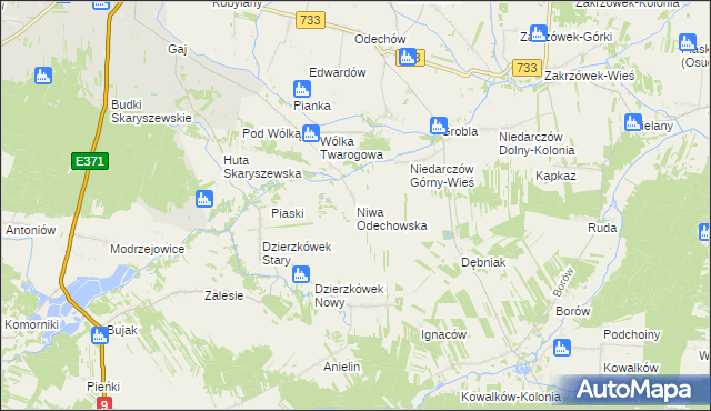 mapa Niwa Odechowska, Niwa Odechowska na mapie Targeo