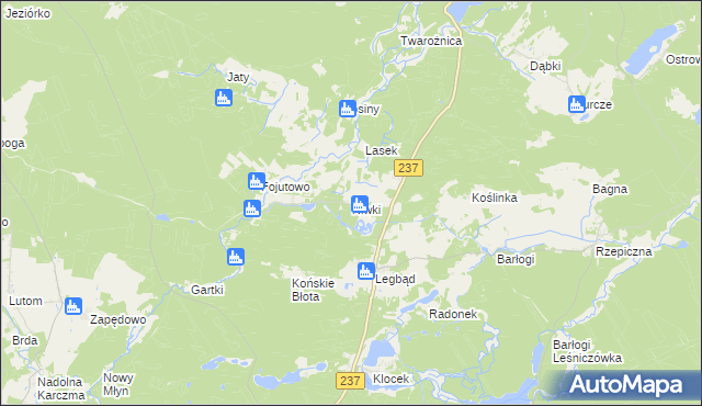mapa Niwki gmina Tuchola, Niwki gmina Tuchola na mapie Targeo