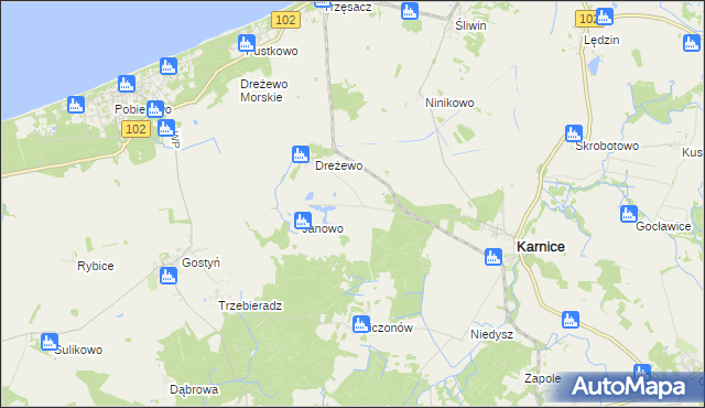 mapa Niwy gmina Karnice, Niwy gmina Karnice na mapie Targeo
