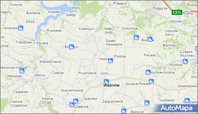 mapa Nosów gmina Waśniów, Nosów gmina Waśniów na mapie Targeo