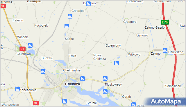 mapa Nowa Chełmża, Nowa Chełmża na mapie Targeo