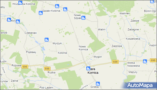 mapa Nowa Kornica, Nowa Kornica na mapie Targeo