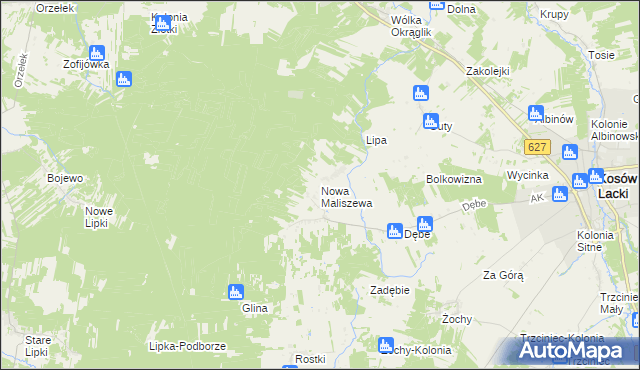 mapa Nowa Maliszewa, Nowa Maliszewa na mapie Targeo