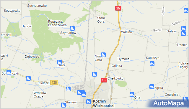 mapa Nowa Obra gmina Koźmin Wielkopolski, Nowa Obra gmina Koźmin Wielkopolski na mapie Targeo