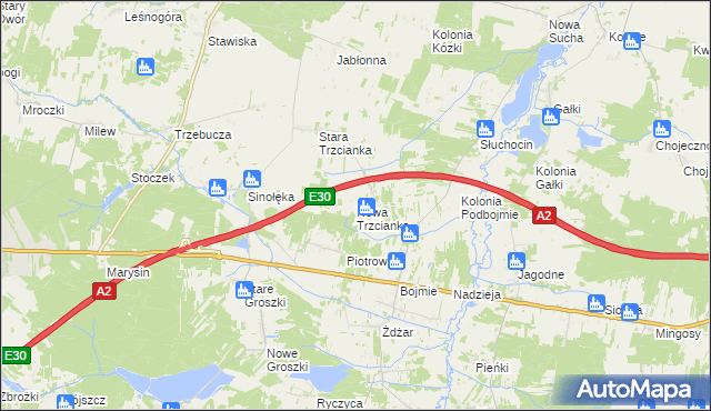 mapa Nowa Trzcianka, Nowa Trzcianka na mapie Targeo