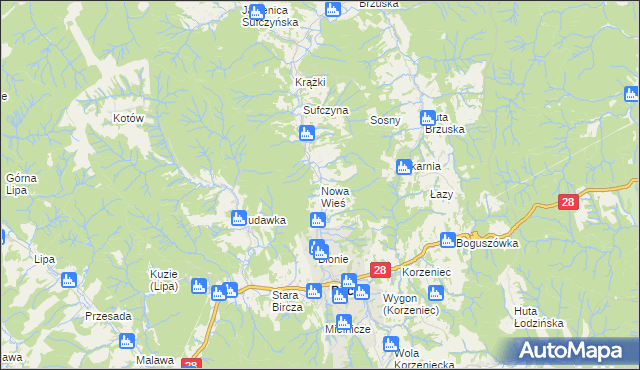mapa Nowa Wieś gmina Bircza, Nowa Wieś gmina Bircza na mapie Targeo