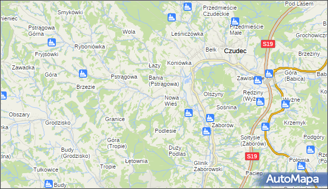 mapa Nowa Wieś gmina Czudec, Nowa Wieś gmina Czudec na mapie Targeo
