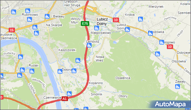 mapa Nowa Wieś gmina Lubicz, Nowa Wieś gmina Lubicz na mapie Targeo