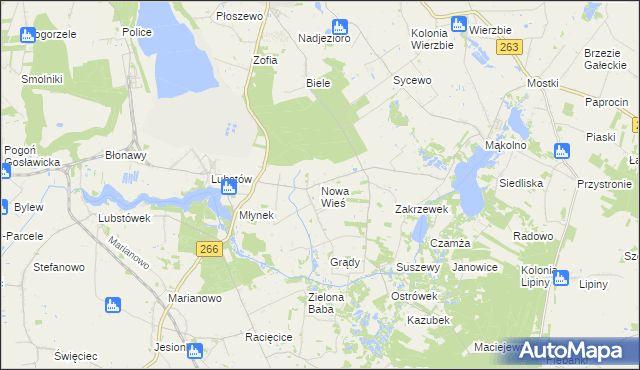 mapa Nowa Wieś gmina Sompolno, Nowa Wieś gmina Sompolno na mapie Targeo
