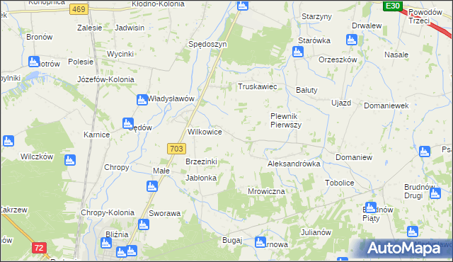 mapa Nowa Wieś gmina Wartkowice, Nowa Wieś gmina Wartkowice na mapie Targeo