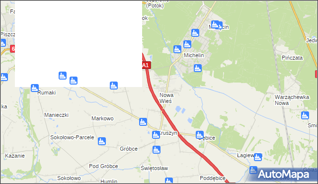 mapa Nowa Wieś gmina Włocławek, Nowa Wieś gmina Włocławek na mapie Targeo
