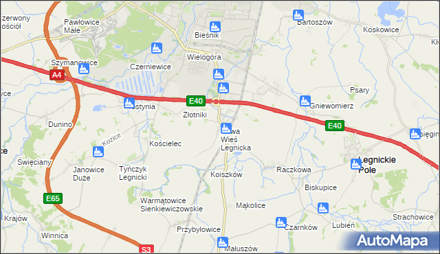 mapa Nowa Wieś Legnicka, Nowa Wieś Legnicka na mapie Targeo