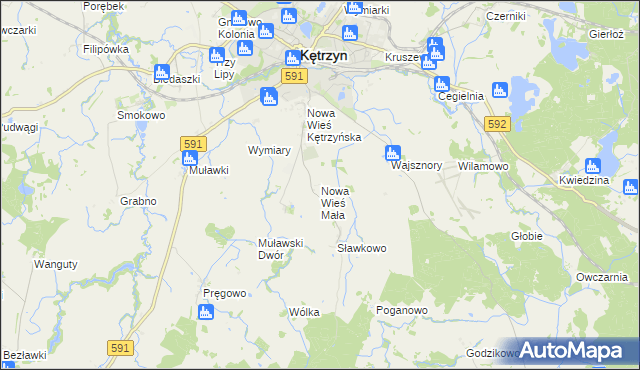 mapa Nowa Wieś Mała gmina Kętrzyn, Nowa Wieś Mała gmina Kętrzyn na mapie Targeo