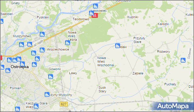 mapa Nowa Wieś Wschodnia, Nowa Wieś Wschodnia na mapie Targeo