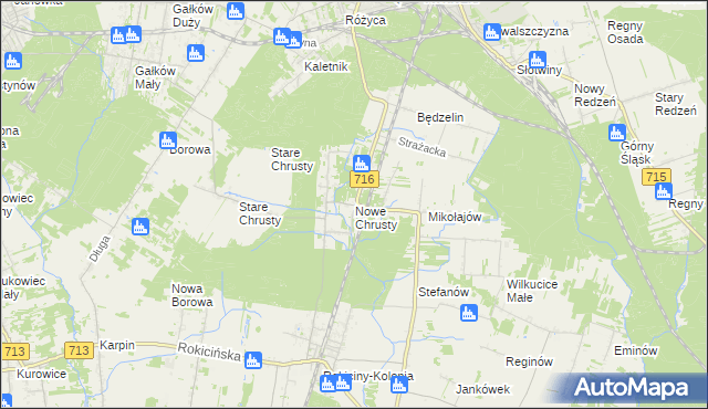 mapa Nowe Chrusty, Nowe Chrusty na mapie Targeo