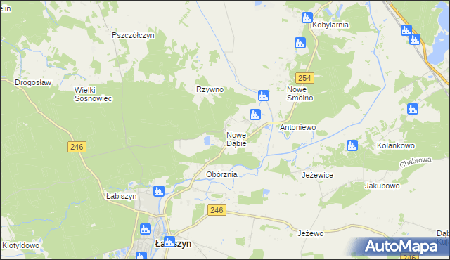 mapa Nowe Dąbie, Nowe Dąbie na mapie Targeo