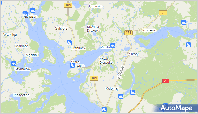 mapa Nowe Drawsko, Nowe Drawsko na mapie Targeo