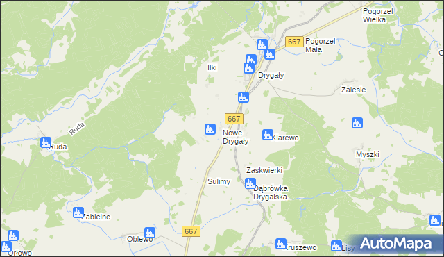 mapa Nowe Drygały, Nowe Drygały na mapie Targeo