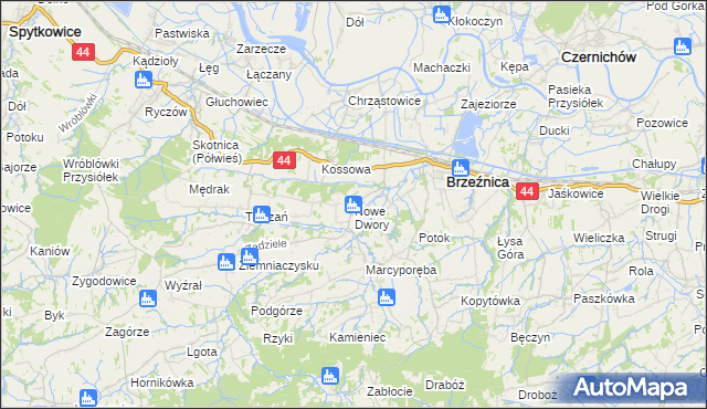mapa Nowe Dwory gmina Brzeźnica, Nowe Dwory gmina Brzeźnica na mapie Targeo