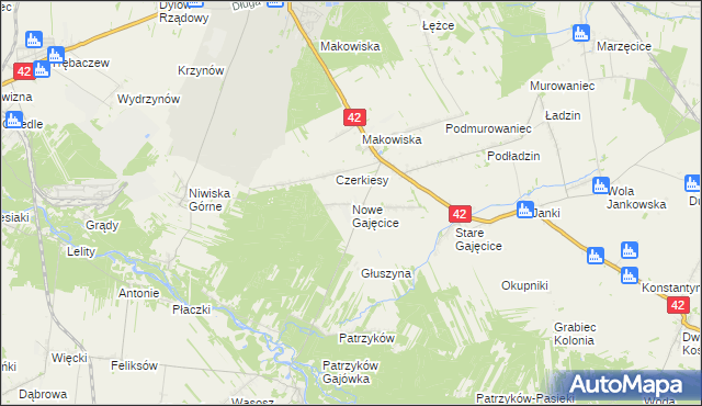 mapa Nowe Gajęcice, Nowe Gajęcice na mapie Targeo