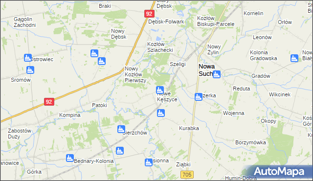 mapa Nowe Kęszyce, Nowe Kęszyce na mapie Targeo