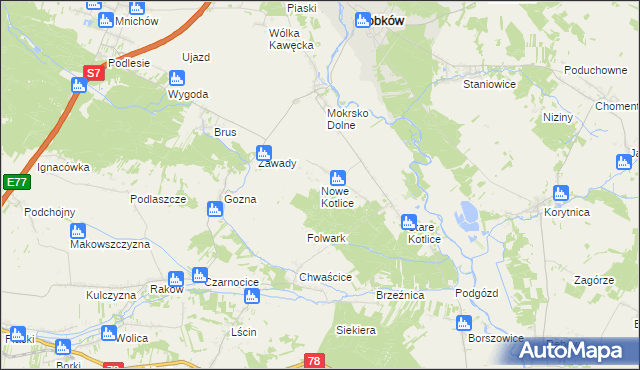 mapa Nowe Kotlice, Nowe Kotlice na mapie Targeo